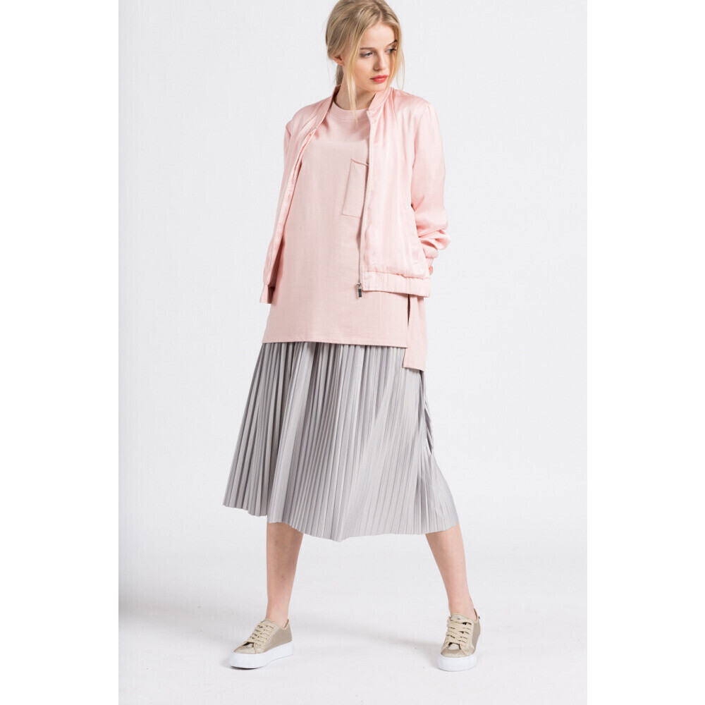 Calvin Klein Zip Up Sheer Satin Bomber Jacket In Blush Pink Size M 150$ - Picture 4 of 12
